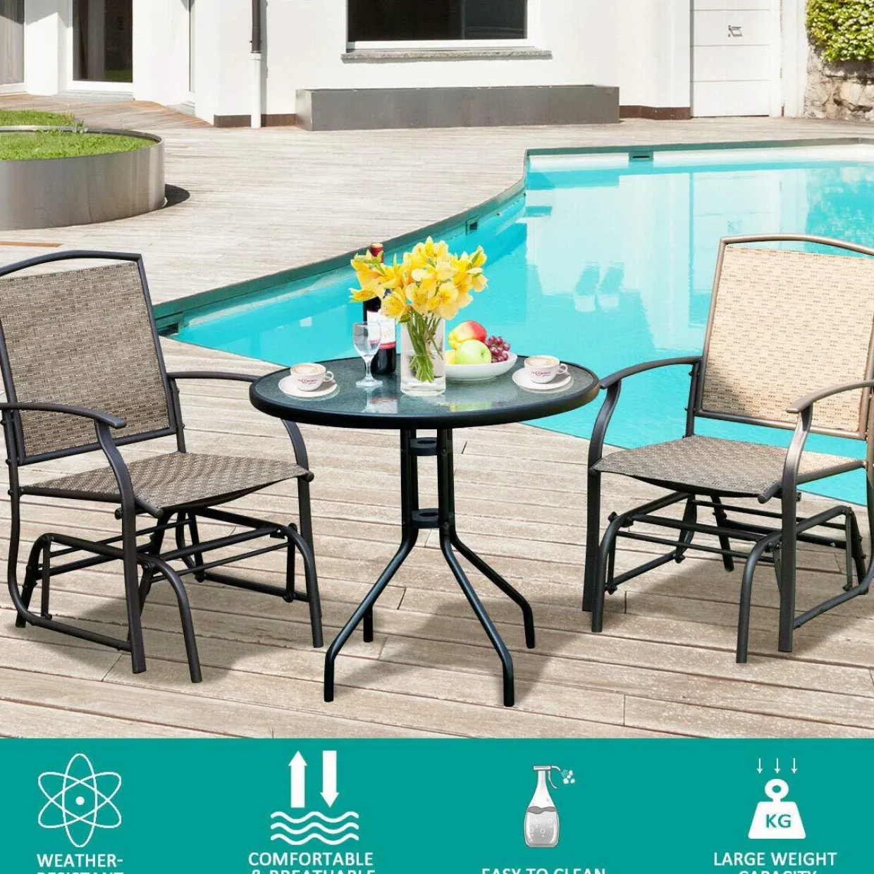 Tangkula 3PCS Bistro Set, Patio Bistro Furniture Set