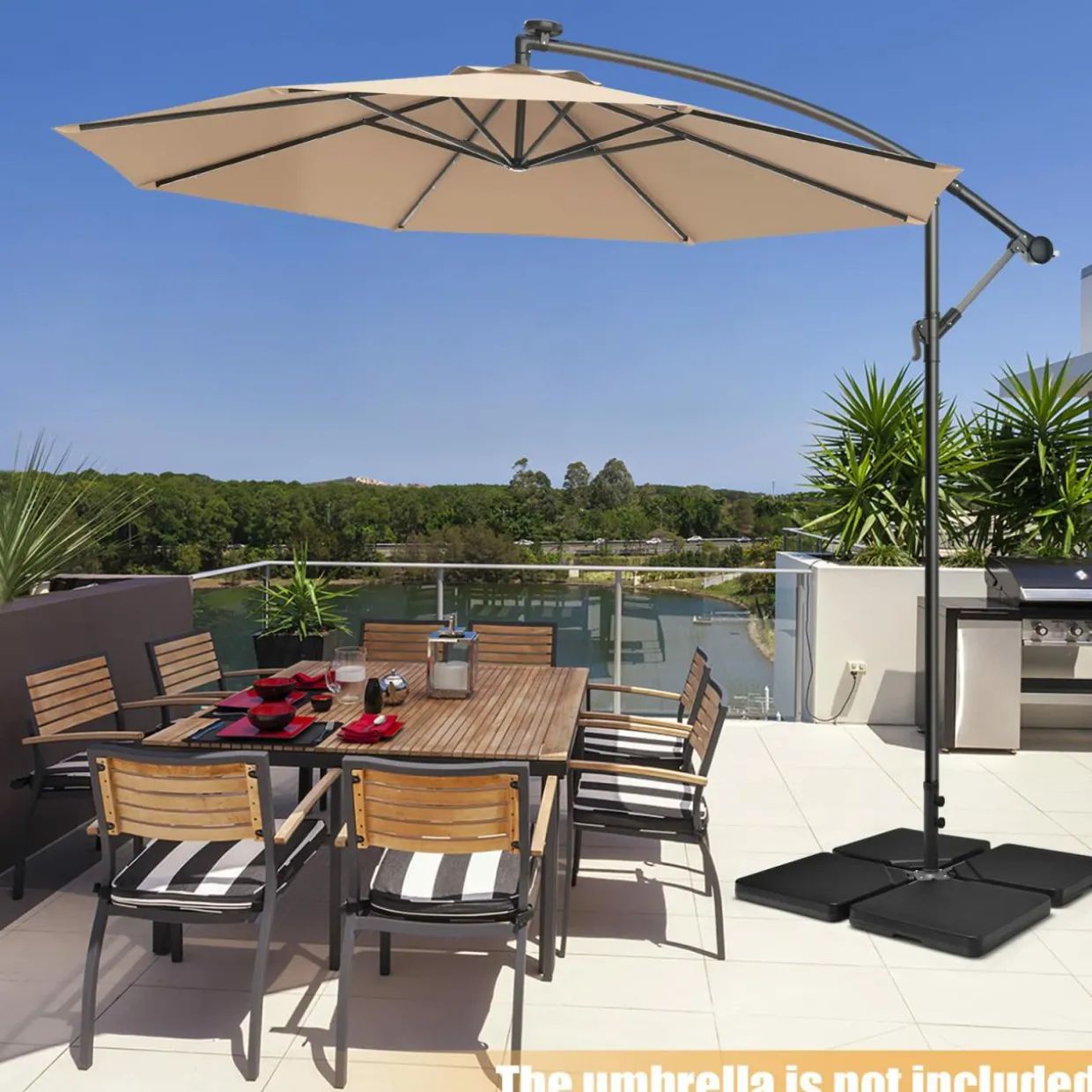 Tangkula 4Pcs 13L 220 lbs Cantilever Offset Patio Umbrella Base