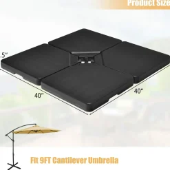 Tangkula 4Pcs 13L 220 lbs Cantilever Offset Patio Umbrella Base