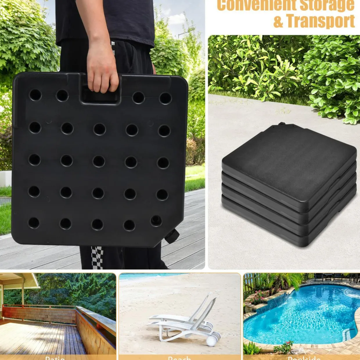 Tangkula 4Pcs 13L 220 lbs Cantilever Offset Patio Umbrella Base