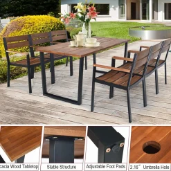 Tangkula 7PCS Outdoor Dining Set, Patio Dining Furniture Set with Sturdy Steel Frame