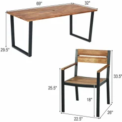 Tangkula 7PCS Outdoor Dining Set, Patio Dining Furniture Set with Sturdy Steel Frame