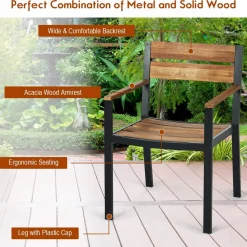 Tangkula 7PCS Outdoor Dining Set, Patio Dining Furniture Set with Sturdy Steel Frame