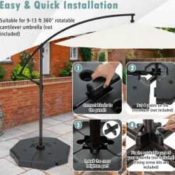 Tangkula 4PCS Patio Cantilever Offset Umbrella Base Weight Stand