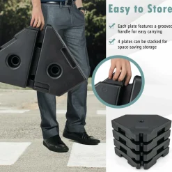 Tangkula 4PCS Patio Cantilever Offset Umbrella Base Weight Stand