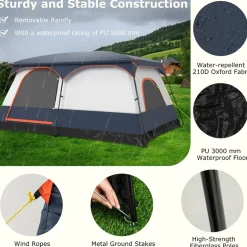Tangkula 6/8/10-Person Camping Tent with Porch