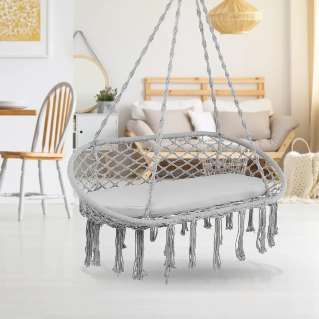 Tangkula 2-Person Hammock Chair, Hanging Hammock Macrame Swing