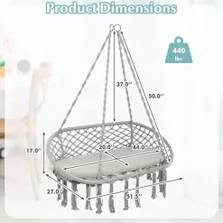 Tangkula 2-Person Hammock Chair, Hanging Hammock Macrame Swing