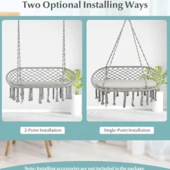 Tangkula 2-Person Hammock Chair, Hanging Hammock Macrame Swing