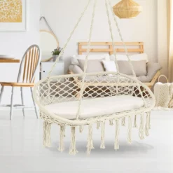 Tangkula 2-Person Hammock Chair, Hanging Hammock Macrame Swing