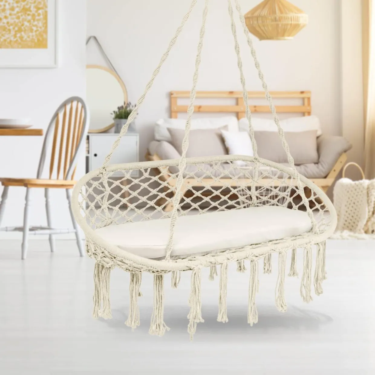 Tangkula 2-Person Hammock Chair, Hanging Hammock Macrame Swing