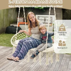 Tangkula 2-Person Hammock Chair, Hanging Hammock Macrame Swing