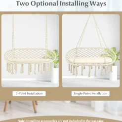Tangkula 2-Person Hammock Chair, Hanging Hammock Macrame Swing