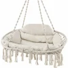 Tangkula 2-Person Hanging Hammock Chair, Boho Style Macrame Hammock Swing with Soft Cushions