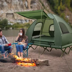 Tangkula 2-Person Outdoor Foldable Camping Tent with Air Mattress & Sleeping Bag