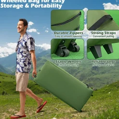 Tangkula 2-Person Outdoor Foldable Camping Tent with Air Mattress & Sleeping Bag