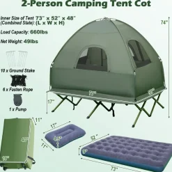 Tangkula 2-Person Outdoor Foldable Camping Tent with Air Mattress & Sleeping Bag