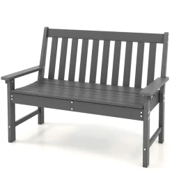 Tangkula 2-Person Outdoor Garden Park Bench, All-Weather HDPE Patio Loveseat Chair with Cozy Backrest