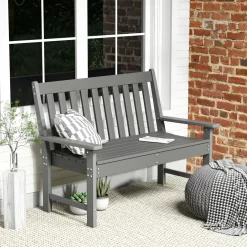 Tangkula 2-Person Outdoor Garden Park Bench, All-Weather HDPE Patio Loveseat Chair with Cozy Backrest