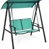 Tangkula 2-Person Patio Swing, Weather Resistant Glider with Adjustable Canopy