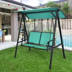 Tangkula 2-Person Patio Swing, Weather Resistant Glider with Adjustable Canopy