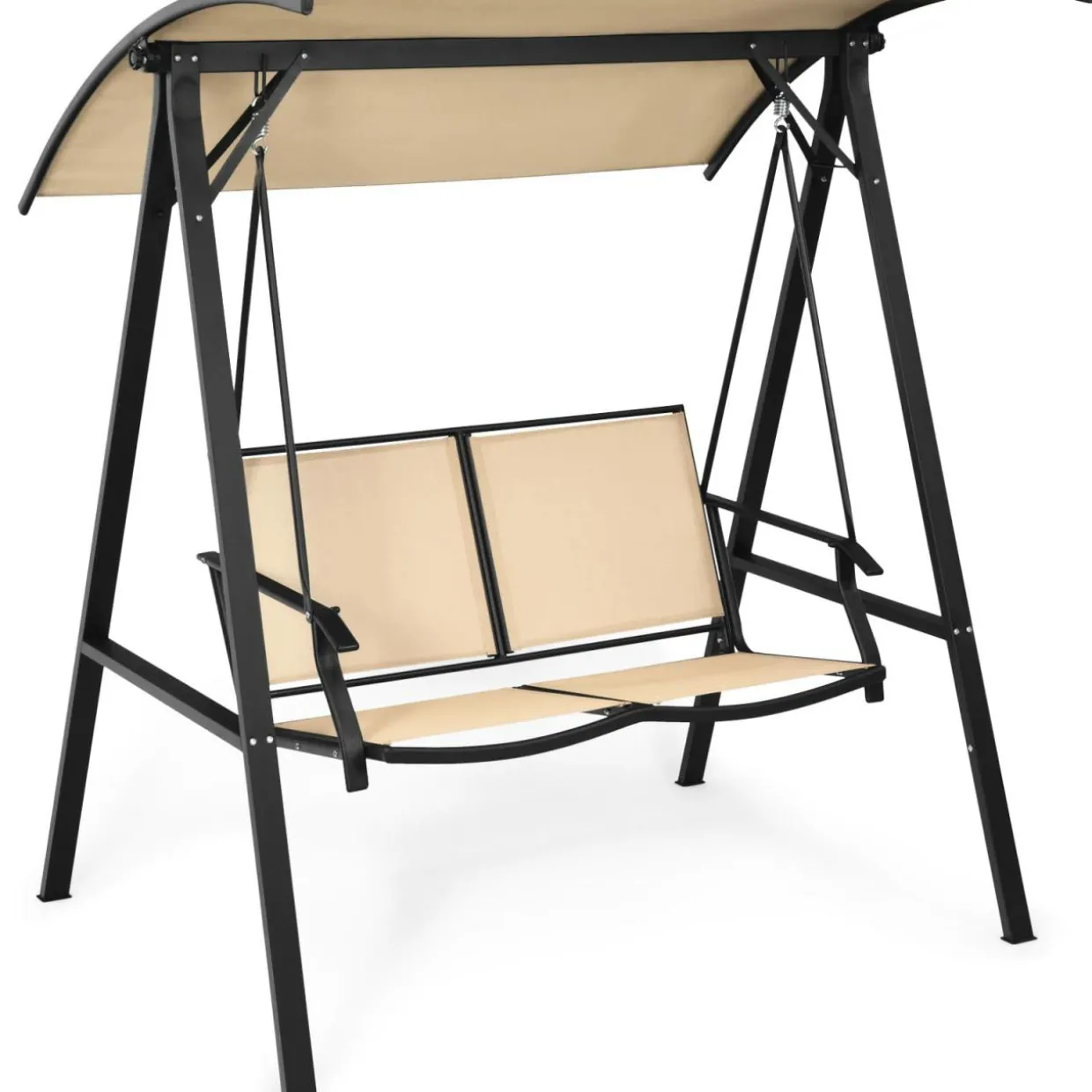 Tangkula 2-Person Patio Swing, Weather Resistant Glider with Adjustable Canopy