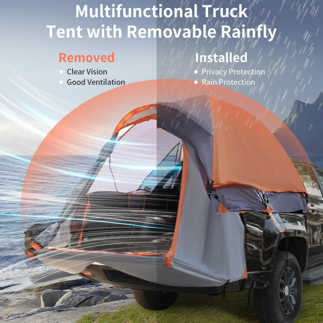 Tangkula Pickup Truck Tent for 2-Person Sleeping, 5 FT Truck Bed Tent Mid Size