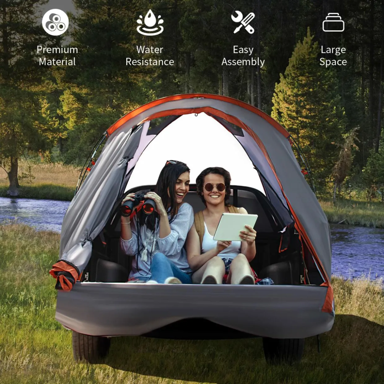 Tangkula Pickup Truck Tent for 2-Person Sleeping, 5 FT Truck Bed Tent Mid Size