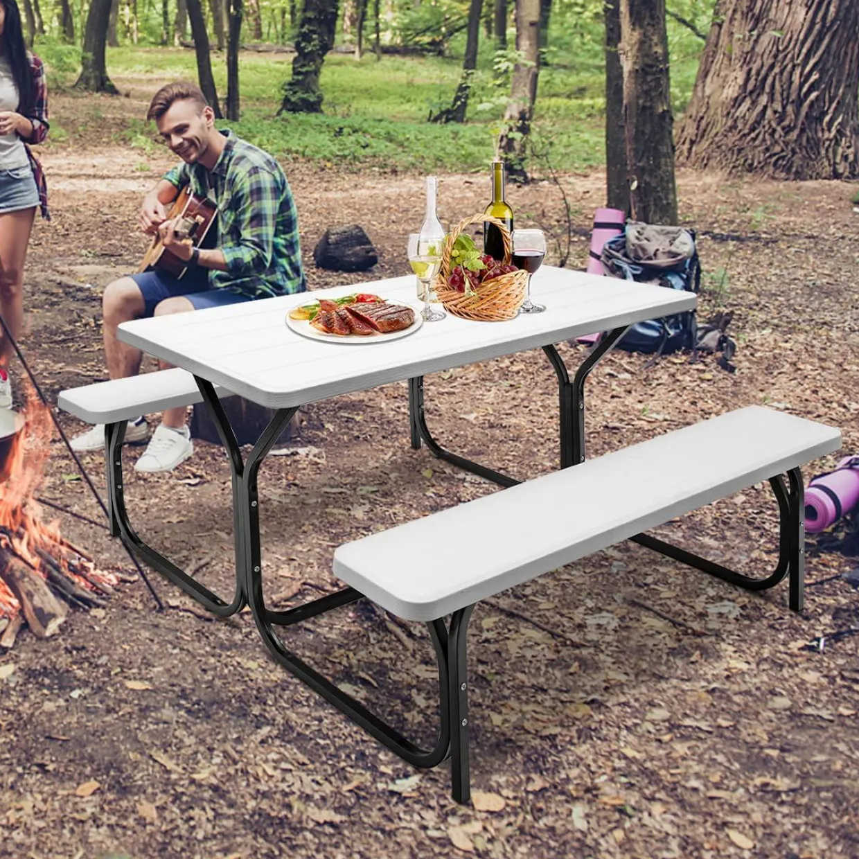 Tangkula Picnic Table Bench Set