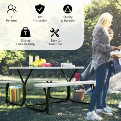 Tangkula Picnic Table Bench Set