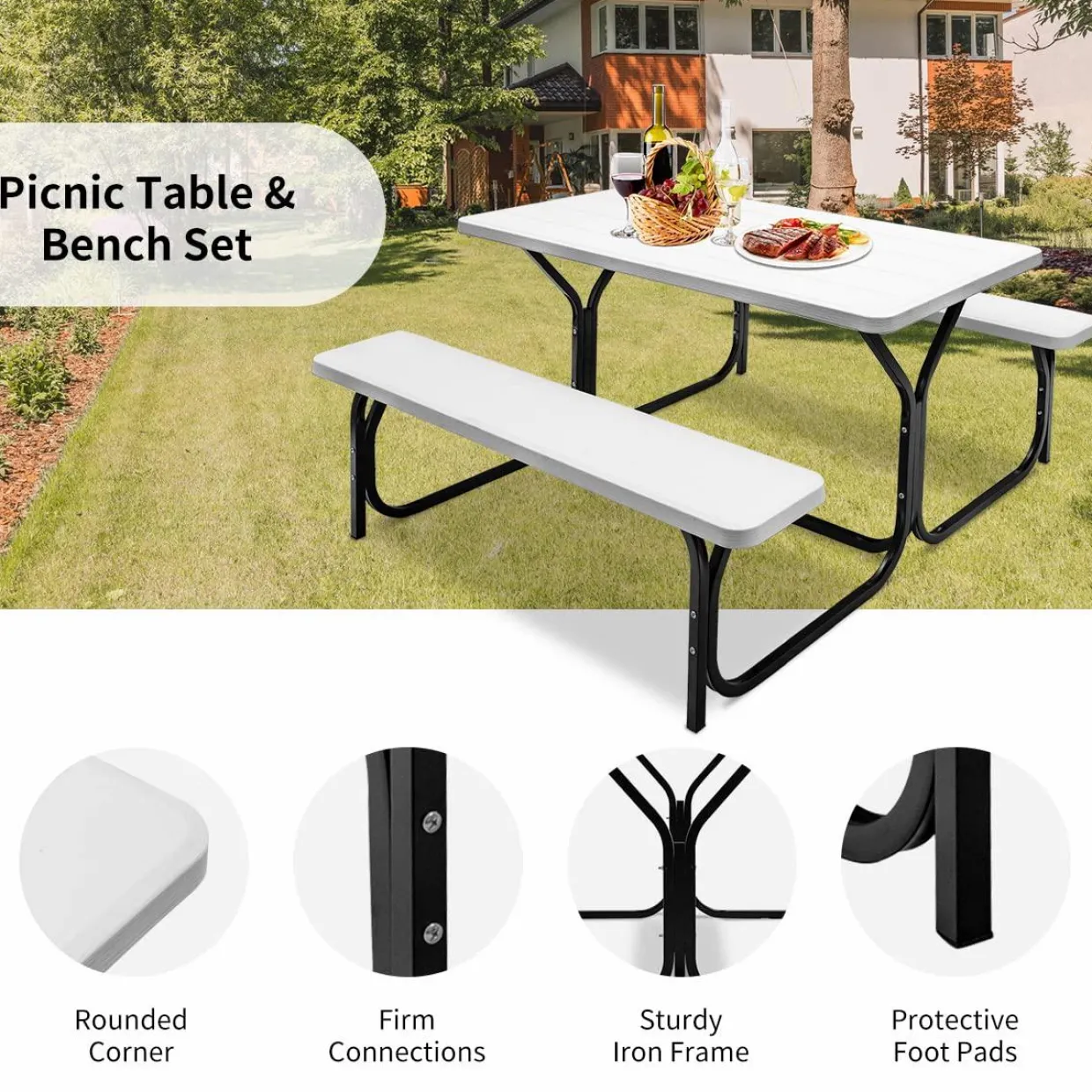 Tangkula Picnic Table Bench Set