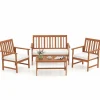 Tangkula 4/8-Piece Acacia Wood Patio Conversation Set