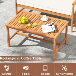 Tangkula 4/8-Piece Acacia Wood Patio Conversation Set