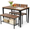 Tangkula 4-Piece Dining Table Set, Kitchen Table with Bench and Chairs