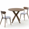 Tangkula 3-Piece Dining Table and Chair Set, Round Wooden Dining Set