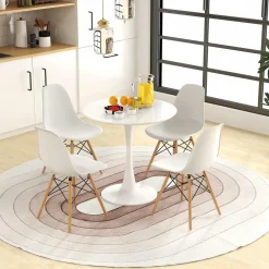 Tangkula 5-Piece Dining Table Set for 4, Kitchen Table Set with Seat & Solid Wood Legs