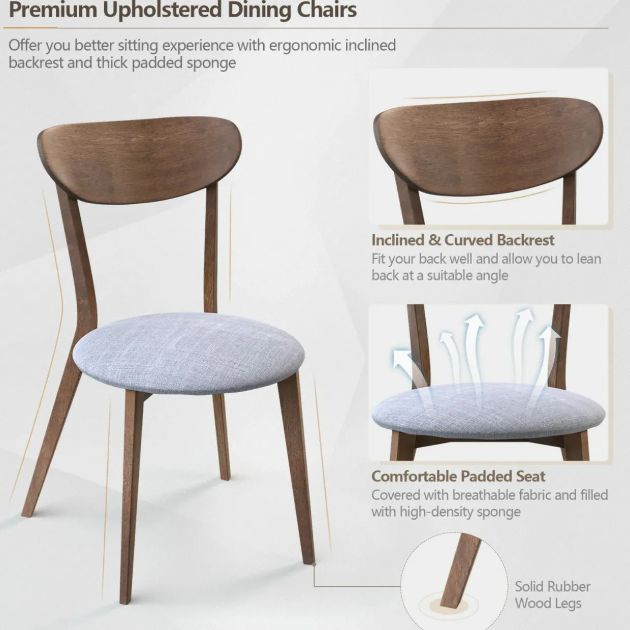 Tangkula 3-Piece Dining Table and Chair Set, Round Wooden Dining Set