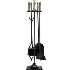 Tangkula 5-Piece Fireplace Tool Set, Heavy Duty Fire Wood Tool Set with Tong, Brush, Shovel, Poker, Stand
