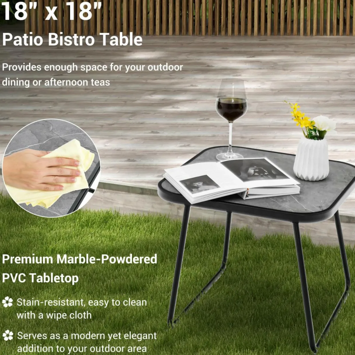 Tangkula 3-Piece Folding Outdoor Chaise Lounge Chair Set, 2 Recliner Chairs & 1 Patio Bistro Table