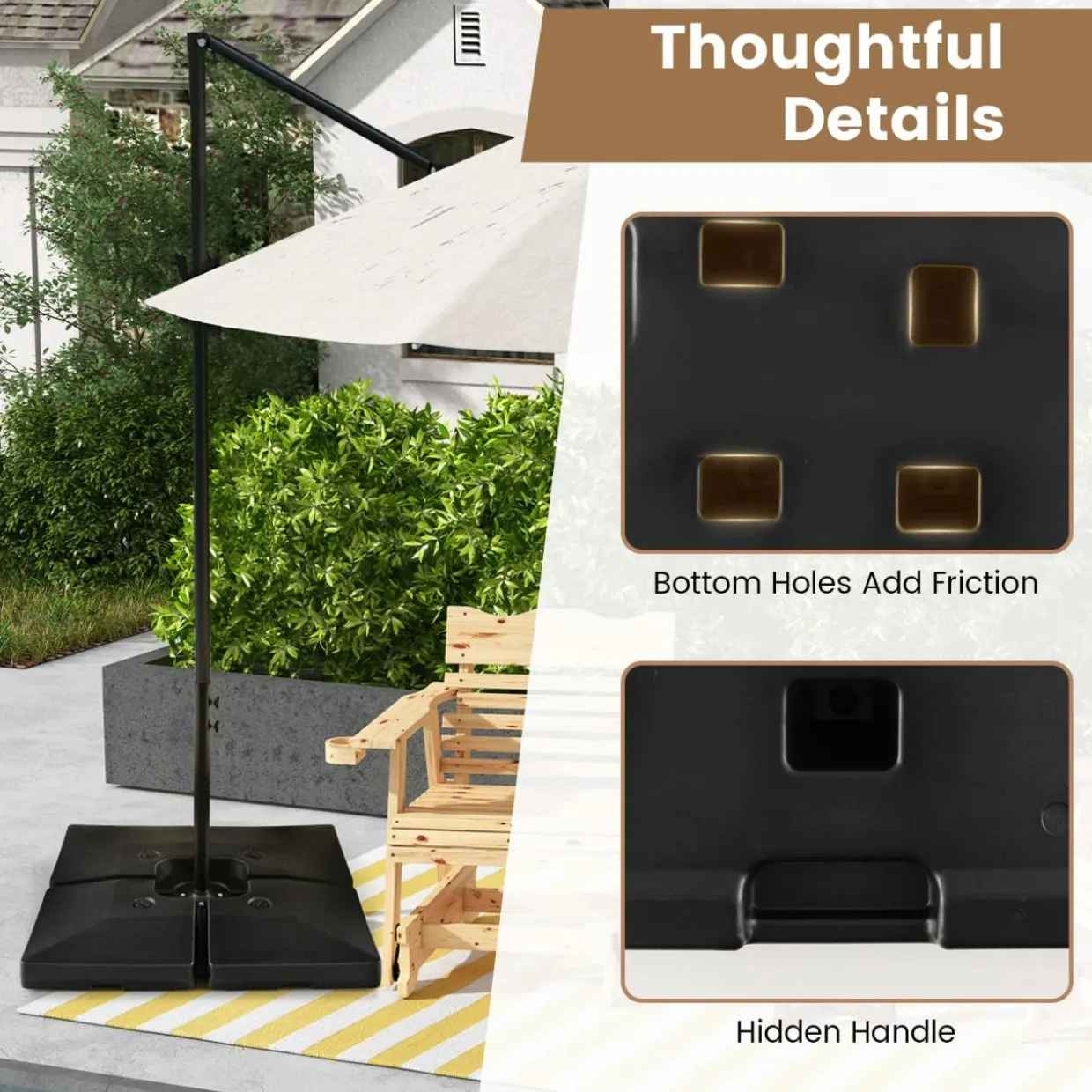 Tangkula 4-Piece 20L Cantilever Offset Patio Umbrella Base