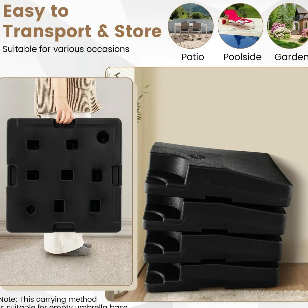 Tangkula 4-Piece 20L Cantilever Offset Patio Umbrella Base