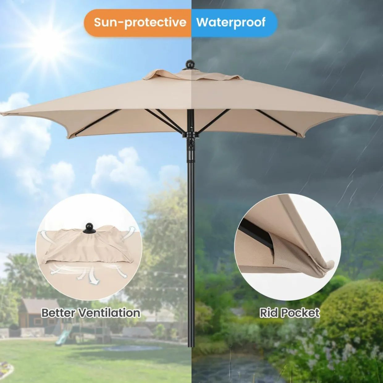 Tangkula 4-Piece Outdoor Bar Set with Umbrella