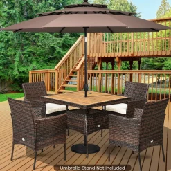 Tangkula 6-Piece Outdoor Dining Set, PE Wicker Patio Dining Table and Chairs Set with Cushions