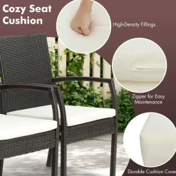 Tangkula 5-Piece Outdoor Dining Set with Acacia Wood Table & 4 Wicker Rattan Armrest Chairs