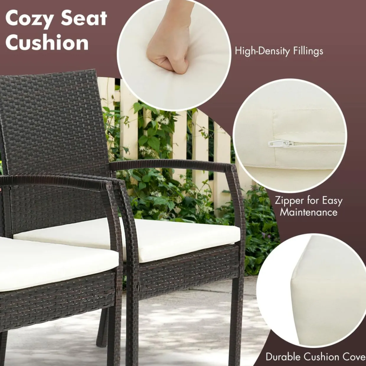 Tangkula 5-Piece Outdoor Dining Set with Acacia Wood Table & 4 Wicker Rattan Armrest Chairs