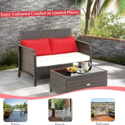 Tangkula 2-Piece Outdoor Patio Wicker Furniture Set