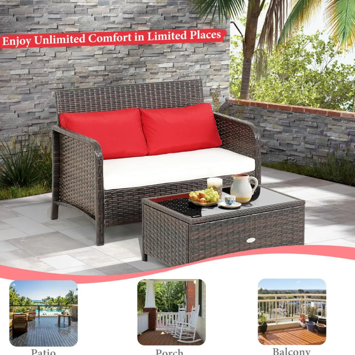 Tangkula 2-Piece Outdoor Patio Wicker Furniture Set