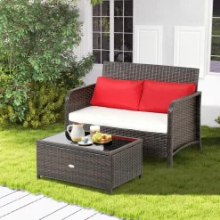 Tangkula 2-Piece Outdoor Patio Wicker Furniture Set