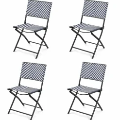 Tangkula 4-Piece Patio Dining Chairs, Outdoor PE Wicker Folding Chairs with Rustproof Frame
