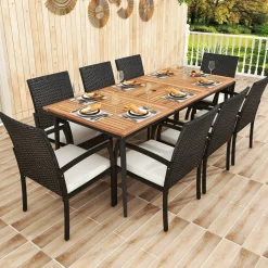 Tangkula 9-Piece Patio Dining Set, 79